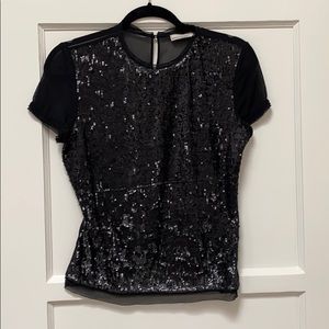 Karen Mullen silk sequined black top